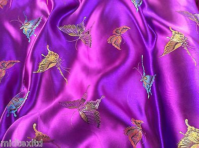 CHINESE ORIENTAL BUTTERFLY BROCADE SILKY SATIN DRESS FABRIC 44' wide Mtex M57 - Midland Textiles & Fabric