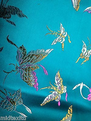 CHINESE ORIENTAL BUTTERFLY BROCADE SILKY SATIN DRESS FABRIC 44' wide Mtex M57 - Midland Textiles & Fabric