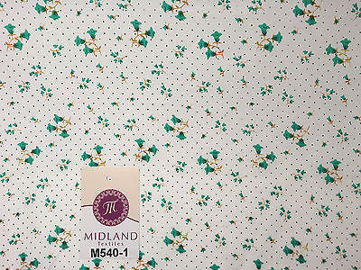 Floral vintage small dot print on white Polycotton fabric 45' Wide M540 Mtex - Midland Textiles & Fabric