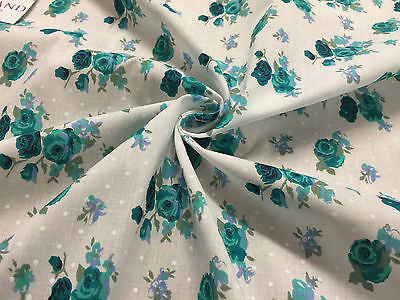 Vintage Floral Rose Spotted Print Poly Cotton Fabric 44' Wide M356 Mtex - Midland Textiles & Fabric