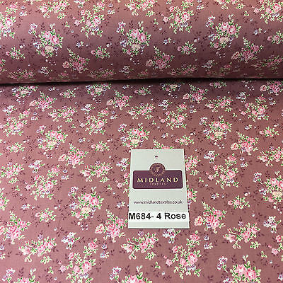 Floral Vintage shabby chic rose 100% Cotton Poplin Craft Fabric 58' M684 - Midland Textiles & Fabric