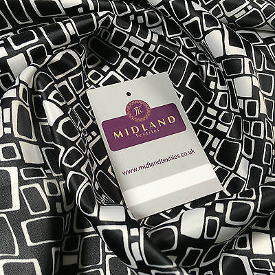 White and Grey Mango Satin High Street Printed Dress Fabric 58' M401-39 Mtex - Midland Textiles & Fabric