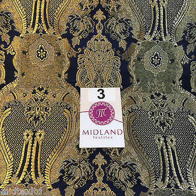 Indian Banarsi Gold Metallic Ornamental floral brocade fabric M373 Mtex 40' wide - Midland Textiles & Fabric