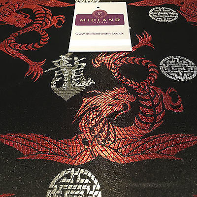 Chinese Dragon with Chinese Words brocade Silky Satin dress fabric 45" M395 Mtex - Midland Textiles & Fabric