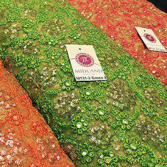 Indian Floral Intricate sequin embroidered Tulle net dress fabric 40' Wide M131 - Midland Textiles & Fabric