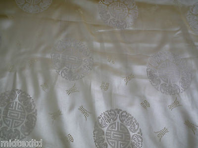 Chinese Fortune Medallion Print Silky Satin Fabric 45' Wide M59 - Midland Textiles & Fabric