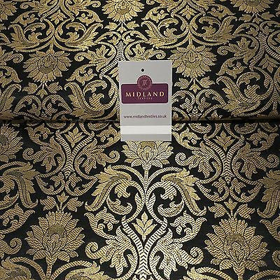 Indian Floral gold metallic banarsi brocade faux silk fabric 44' Wide M692 - Midland Textiles & Fabric