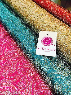 Metallic Paisley brocade Banarsi fabric 44