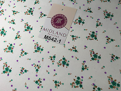 Ditsy Floral Printed on white Super Soft Polycotton Fabric 45' Wide M542 Mtex - Midland Textiles & Fabric