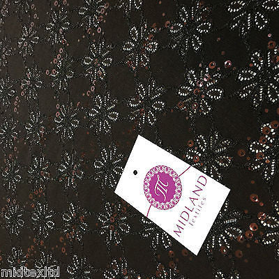 Luxury Embroidered stretch lace fabric with sequins M72-1 Mtex - Midland Textiles & Fabric