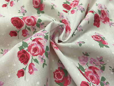 Vintage Floral Rose Spotted Print Poly Cotton Fabric 44' Wide M356 Mtex - Midland Textiles & Fabric