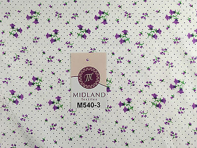 Floral vintage small dot print on white Polycotton fabric 45' Wide M540 Mtex - Midland Textiles & Fabric