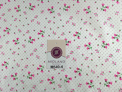 Floral vintage small dot print on white Polycotton fabric 45' Wide M540 Mtex - Midland Textiles & Fabric