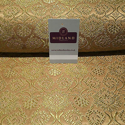 Indian Banarsi Gold Floral Faux Silk Brocade Fabric 44 " M711 Mtex - Midland Textiles & Fabric