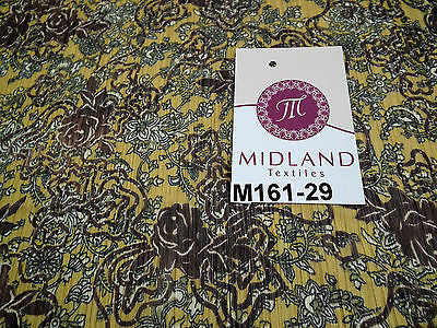 Mustard floral printed crinkle chiffon chiffon Fabric 44