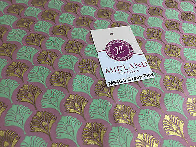 Retro Peacock Bird Feather Flower Fan Gold Lacquered Cotton Lawn Fabric 58' M546 - Midland Textiles & Fabric