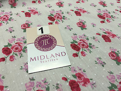 Vintage Floral Rose Spotted Print Poly Cotton Fabric 44' Wide M356 Mtex - Midland Textiles & Fabric