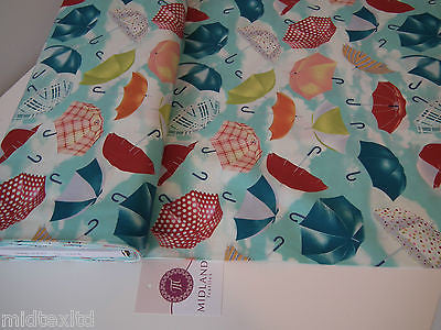 Umbrella Print 100% Cotton Poplin Fabric, 45