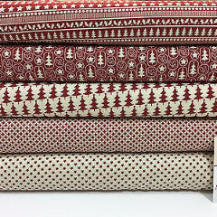 Red Scandi 100% Cotton Christmas themed Patchwork and Crafting  Fabric 45