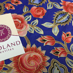 Rose Design With Gold Foil 100% Cotton Lawn Dress fabric 58' wide  M273 Mtex - Midland Textiles & Fabric