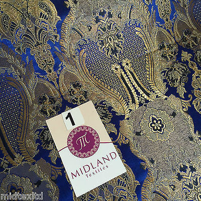 Indian Banarsi Gold Metallic Ornamental floral brocade fabric M373 Mtex 40' wide - Midland Textiles & Fabric