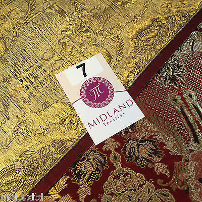 Indian Banarsi Gold Metallic Ornamental floral brocade fabric M373 Mtex 40' wide - Midland Textiles & Fabric