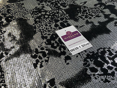 Metallic Flocked Jersey one way stretch sequin dress fabric 55' wide M638 Mtex - Midland Textiles & Fabric