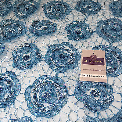 Vintage embellished Mesh net Double scalloped edging Dress Fabric 58' Wide M622 - Midland Textiles & Fabric