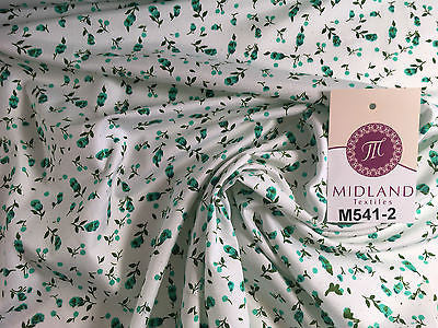 Small Floral Print on white soft polycotton dress Fabric 45' Wide M541 Mtex - Midland Textiles & Fabric