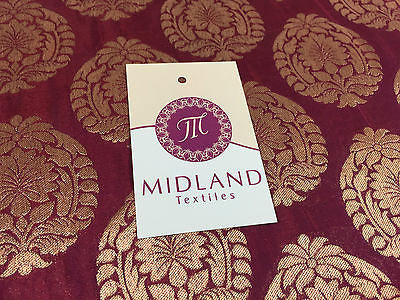 Pure Silk Indian Banarsi Floral Woven Golden Metallic Brocade 45' M260 Mtex - Midland Textiles & Fabric