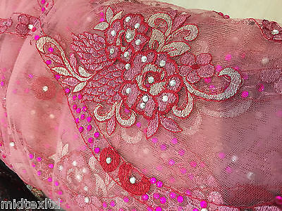 EMBROIDERY SCALLOPED FLORAL TULLE NET LACE BRIDAL DRESS FABRIC M231 - Midland Textiles & Fabric