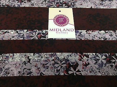 Burgundy and Lilac striped floral Dull Moss Crepe High Street Fabric 58' M401-11 - Midland Textiles & Fabric