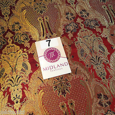 Indian Banarsi Gold Metallic Ornamental floral brocade fabric M373 Mtex 40' wide - Midland Textiles & Fabric