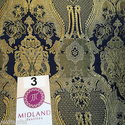 Indian Banarsi Gold Metallic Ornamental floral brocade fabric M373 Mtex 40' wide - Midland Textiles & Fabric