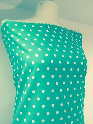 Aqua green polka dot peachskin crepe dress fabric 58