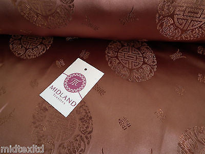 Chinese Fortune Medallion Print Silky Satin Fabric 45' Wide M59 - Midland Textiles & Fabric