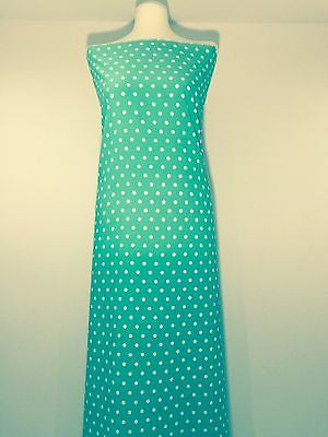 Aqua green polka dot peachskin crepe dress fabric 58' M252 Mtex - Midland Textiles & Fabric