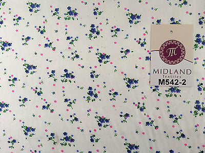 Ditsy Floral Printed on white Super Soft Polycotton Fabric 45