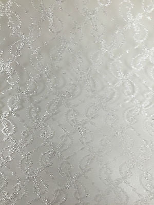 White Dress net with intricate thread work Semi transparent 45" Wide M186-12 - Midland Textiles & Fabric