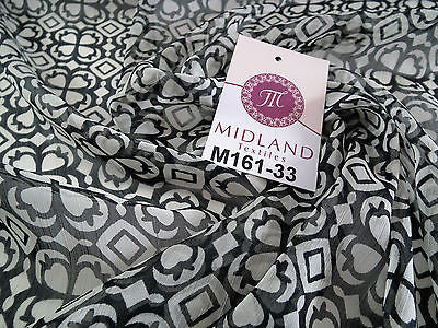 Geometric black and white printed chiffon fabric 44' wide M161-33 Mtex - Midland Textiles & Fabric