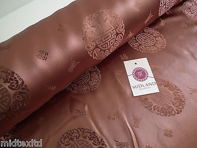 Chinese Fortune Medallion Print Silky Satin Fabric 45