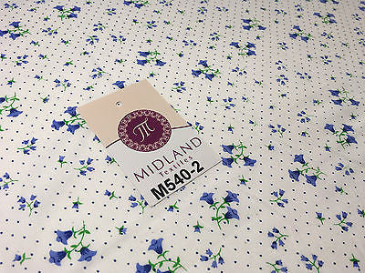 Floral vintage small dot print on white Polycotton fabric 45' Wide M540 Mtex - Midland Textiles & Fabric