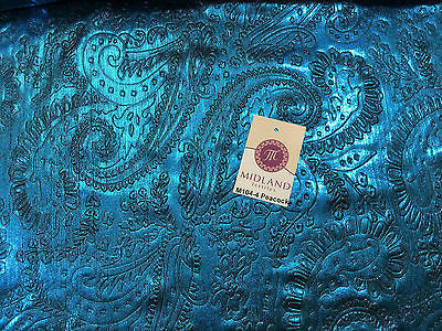 Lame Corduroy Paisley Embossed Foil 1 way stretch Fabric 58