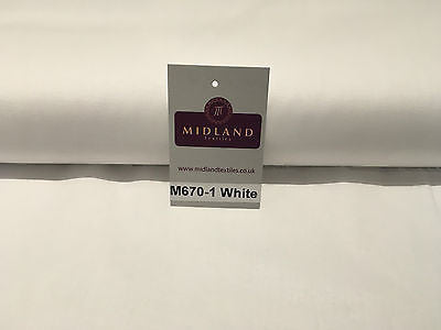 Plain White 100% Cotton ideal for clothing, draping, Craft 60" Wide M670-1 - Midland Textiles & Fabric