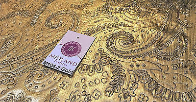 Lame Corduroy Paisley Embossed Foil 1 way stretch Fabric 58