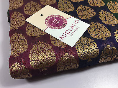 Pure Silk Indian Banarsi Floral Woven Golden Metallic Brocade 45' M260 Mtex - Midland Textiles & Fabric