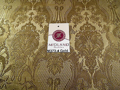 Indian Banarsi Gold Metallic Ornamental floral brocade fabric M373 Mtex 40' wide - Midland Textiles & Fabric