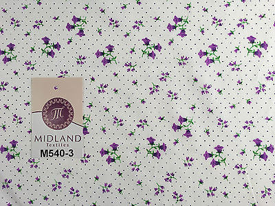 Floral vintage small dot print on white Polycotton fabric 45' Wide M540 Mtex - Midland Textiles & Fabric