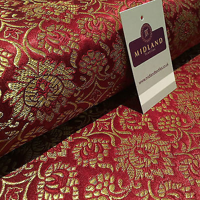 Indian Banarsi Gold Floral Faux Silk Brocade Fabric 44 ' M711 Mtex - Midland Textiles & Fabric