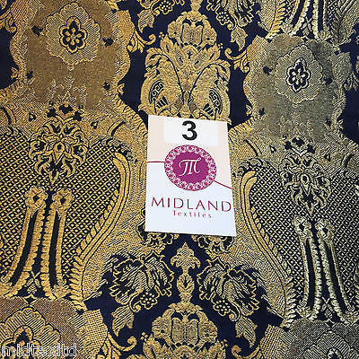 Indian Banarsi Gold Metallic Ornamental floral brocade fabric M373 Mtex 40' wide - Midland Textiles & Fabric